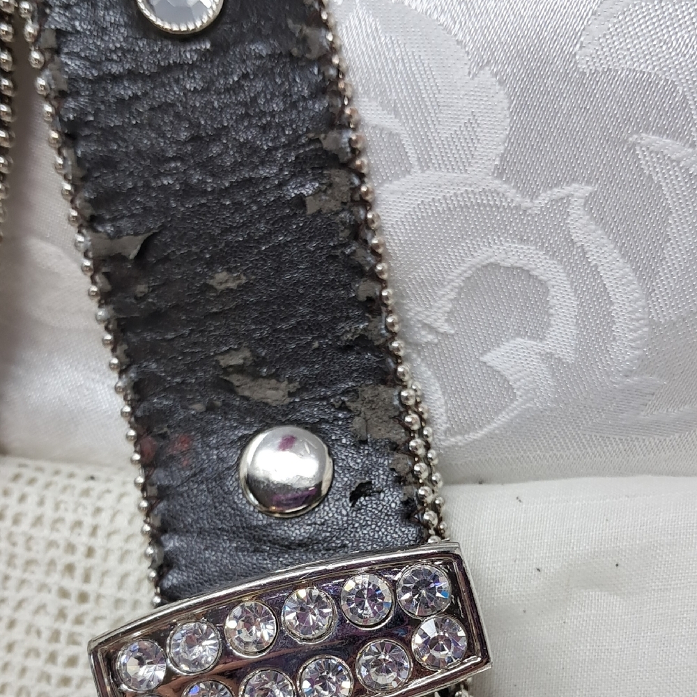 Genuine Leather Belt with Silver Accents - Picture 7 of 9